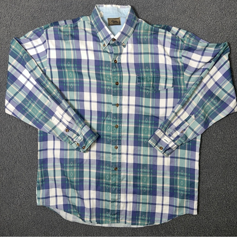 Roper Western Green/Purple Plaid Shirt Size XXL